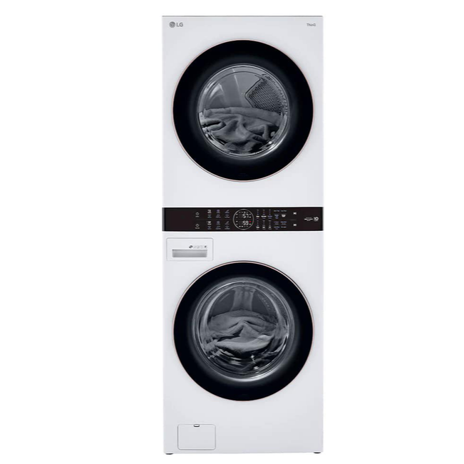 LG - 5.2 cu. ft. Washer and 7.4 cu. ft. Electric Dryer WashTower in White - WKE100HWA